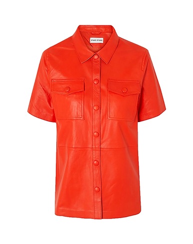 STAND STUDIO Solid color shirts & blouses Red 100% Lambskin