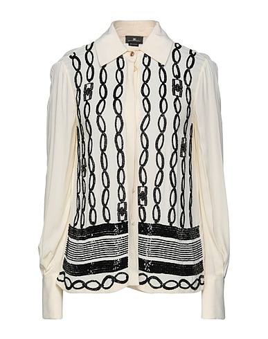 ELISABETTA FRANCHI Shirts Ivory 100% Viscose, Plastic, Glass, Metal