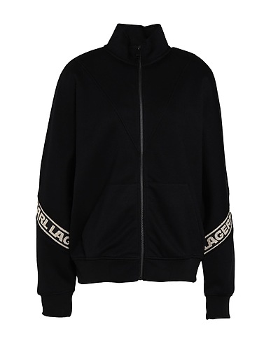 KARL LAGERFELD Sweatshirt LOGO GLITTER TAPE ZIP-UP SWEAT
 Black 100% Viscose