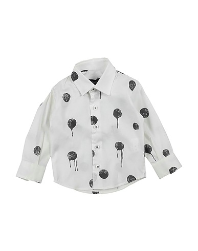 MANUELL & FRANK Patterned shirt Ivory 97% Cotton, 3% Elastane