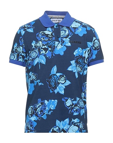 BIKKEMBERGS Polo shirt Blue 92% Cotton, 8% Elastane