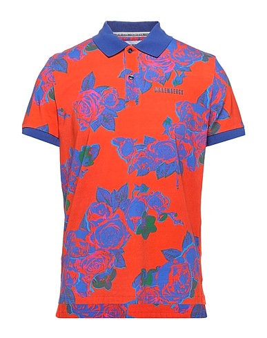 BIKKEMBERGS Polo shirt Orange 92% Cotton, 8% Elastane