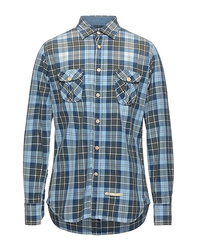 TINTORIA MATTEI 954 Checked shirt Azure 100% Cotton