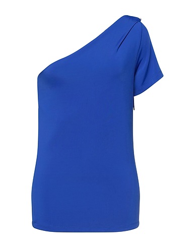 SPORTMAX One-shoulder top Bright blue 87% Viscose, 7% Elastane, 6% Polyamide