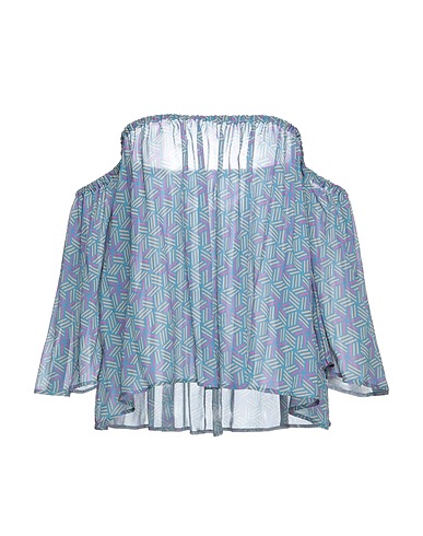 MERCI ITALIA Топ с открытыми плечами Пастельно-синий 100% Вискоза