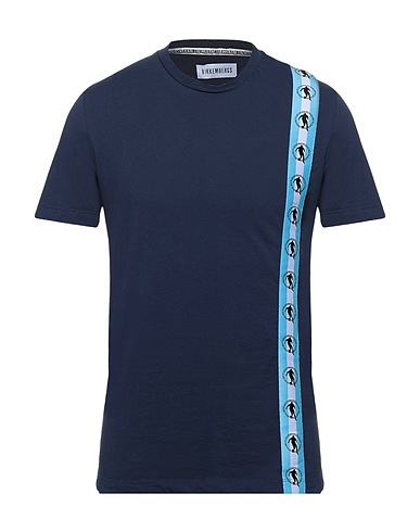 BIKKEMBERGS T-shirt Midnight blue 100% Cotton, Elastane, Polyester
