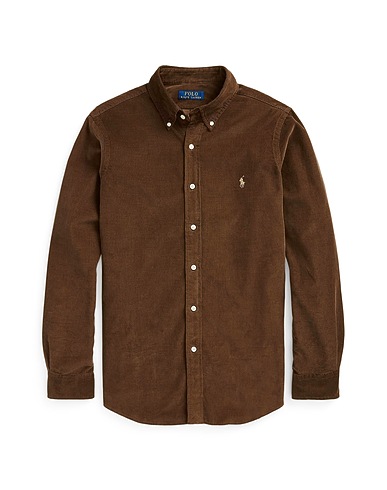 POLO RALPH LAUREN Einfarbiges Hemd SLIM FIT CORDUROY SHIRT
 Braun 100% Baumwolle