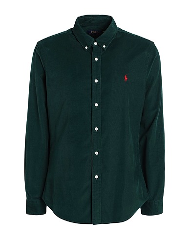 POLO RALPH LAUREN Camicia tinta unita SLIM FIT CORDUROY SHIRT
 Verde smeraldo 100% Cotone