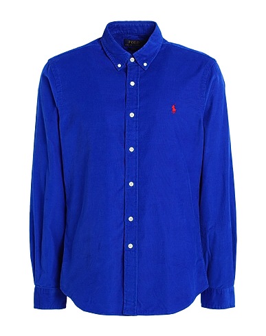 POLO RALPH LAUREN Solid color shirt SLIM FIT CORDUROY SHIRT
 Bright blue 100% Cotton