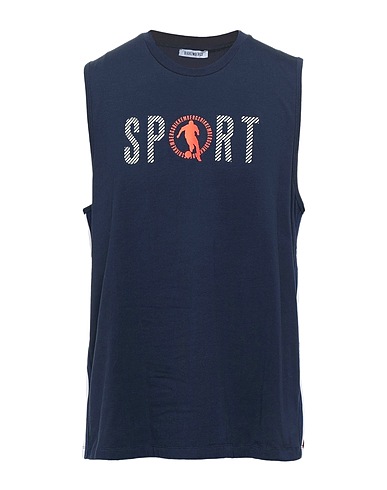 BIKKEMBERGS T-shirt Midnight blue 92% Cotton, 8% Elastane, Polyester