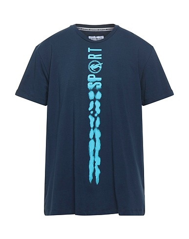 BIKKEMBERGS T-shirt Midnight blue 92% Cotton, 8% Elastane