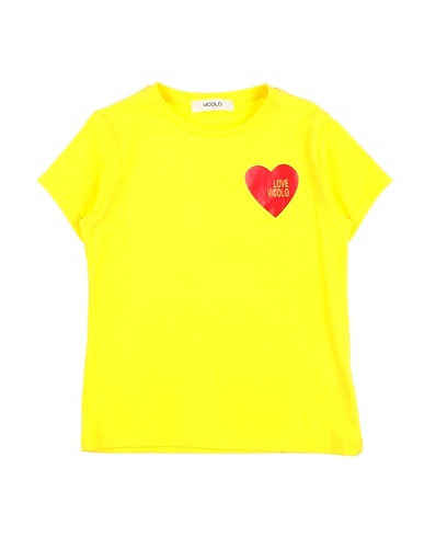 VICOLO T-shirt Yellow 90% Cotton, 10% Elastane