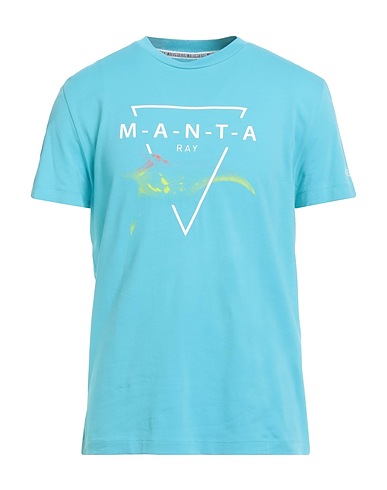 BIKKEMBERGS T-shirt Turquoise 95% Cotton, 5% Elastane