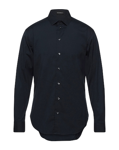 EMPORIO ARMANI Solid colour shirt Midnight blue 76% Cotton, 21% Polyamide, 3% Elastane