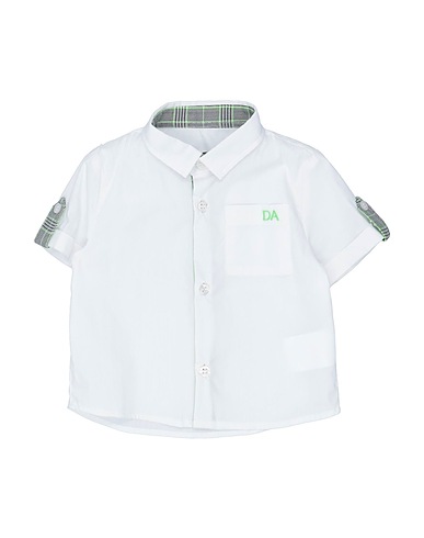 DANIELE ALESSANDRINI Patterned shirt White 72% Cotton, 25% Polyamide, 3% Elastane