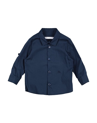 DANIELE ALESSANDRINI Solid colour shirt Midnight blue 72% Cotton, 25% Polyamide, 3% Elastane