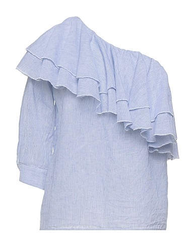 AGLINI One-shoulder top Blue 55% Linen, 45% Cotton