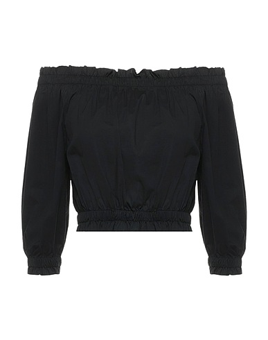 ALPHA STUDIO Off-the-shoulder top Black 98% Cotton, 2% Elastane