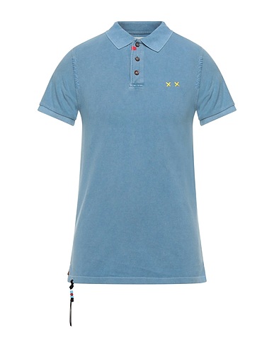 PROJECT E Polo shirt Pastel blue 100% Cotton