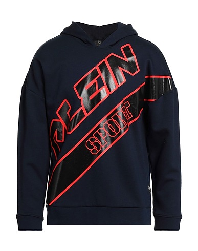 PLEIN SPORT Hooded sweatshirt Midnight blue 52% Cotton, 48% Polyester