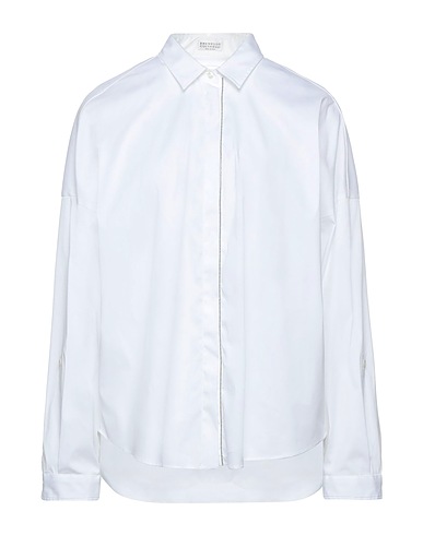 BRUNELLO CUCINELLI Shirts White 72% Cotton, 23% Polyamide, 5% Elastane, Brass