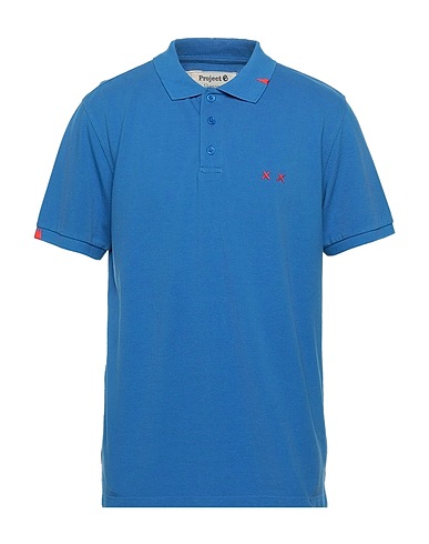 PROJECT E Polo shirt Bright blue 100% Cotton