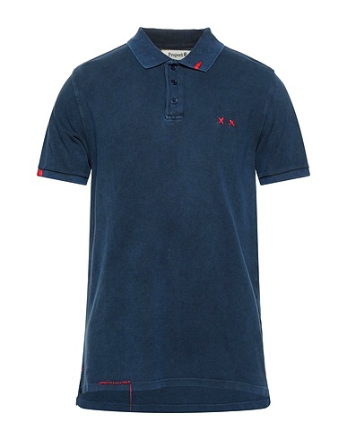 PROJECT E Polo shirt Slate blue 100% Cotton