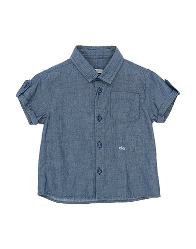 DANIELE ALESSANDRINI Solid colour shirt Blue 100% Cotton