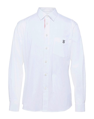 BURBERRY Shirts White 76% Cotton, 19% Polyamide, 5% Elastane