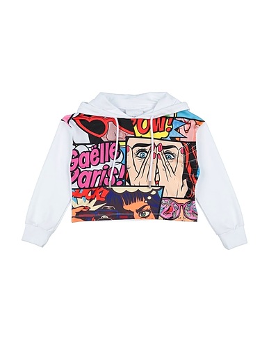 GAëLLE Paris Hooded sweatshirt White 95% Polyester, 5% Elastane