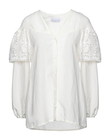 GAëLLE Paris Lace shirts & blouses White 60% Viscose, 40% Linen, Polyester