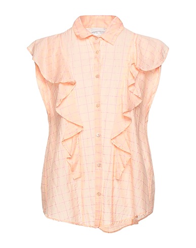 FORTE_FORTE Checked shirt Apricot 83% Cotton, 17% Silk