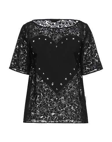 LOVE MOSCHINO Ｔシャツ ブラック レーヨン 79% / ナイロン 21%