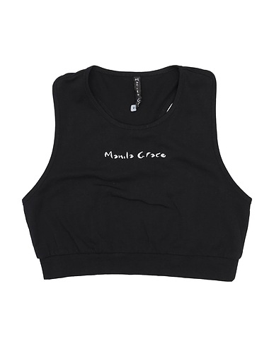 MANILA GRACE Tank top Black 94% Cotton, 6% Elastane