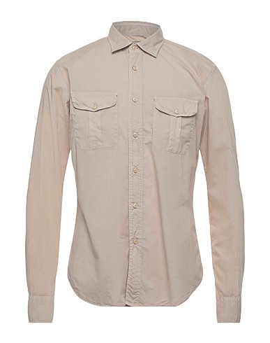 XACUS Solid colour shirt Beige 100% Cotton