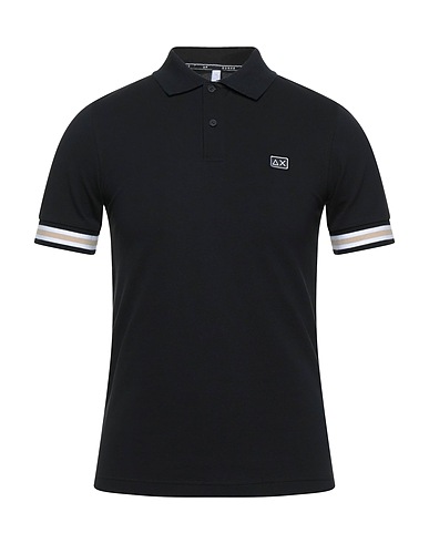 SUN 68 Polo shirt Black 95% Cotton, 5% Elastane