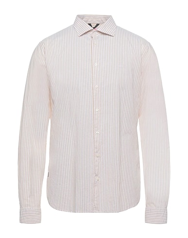 SUN 68 Striped shirt Beige 70% Cotton, 30% Linen