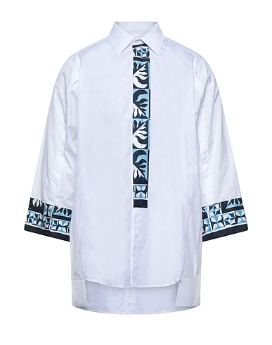 DOLCE&GABBANA Patterned shirt White 80% Cotton, 20% Silk