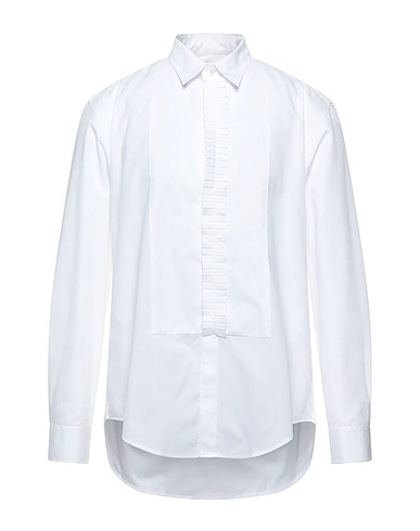 GRIFONI Solid colour shirt White 65% Acetate, 35% Cotton