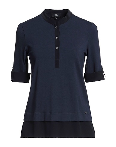 FAY Polo shirt Midnight blue 96% Viscose, 4% Elastane, Silk