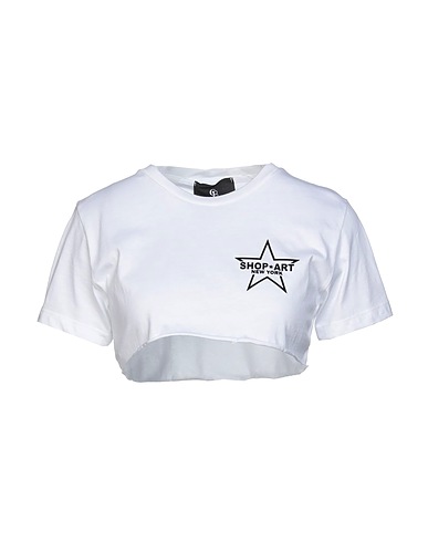SHOPART Cropped Top Weiß 100% Baumwolle