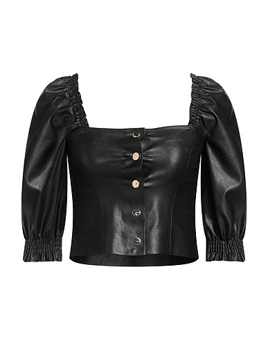 PINKO Solid colour shirts & blouses Black 100% Polyester, Polyurethane coated