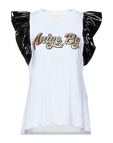 ANIYE BY T-shirt Black 100% Cotton, Polyester, Polyurethane