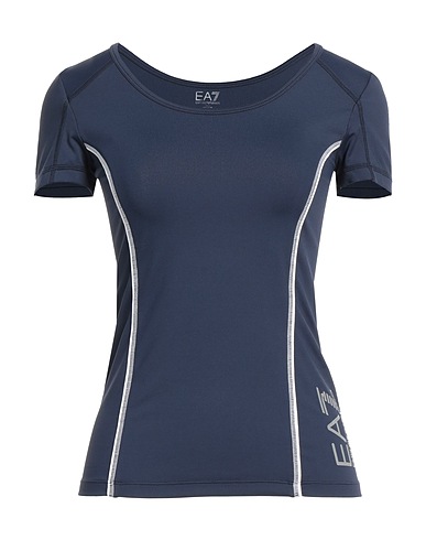 EA7 T-shirt Navy blue 86% Polyamide, 14% Elastane