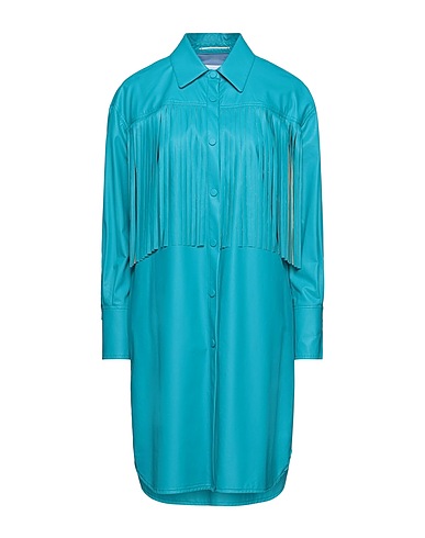 MERCI ITALIA Solid colour shirts & blouses Turquoise 60% Polyurethane, 40% Polyester