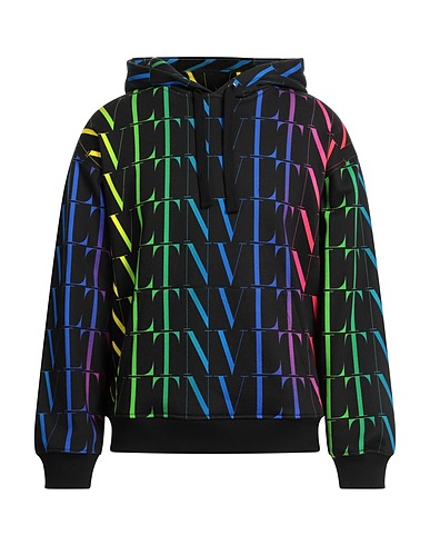 VALENTINO GARAVANI Hooded track jacket  Black 92% Cotton, 8% Polyamide, Elastane