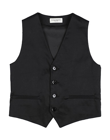 PAOLO PECORA Waistcoat Black 98% Cotton, 2% Elastane