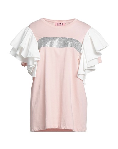 GINA GORGEOUS T-shirt Light pink 100% Cotton, Polyester, Viscose