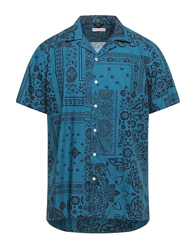 SUN 68 Patterned shirt Deep teal 100% Cotton