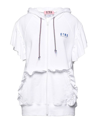 GINA GORGEOUS Hooded sweatshirt White 80% Cotton, 20% Polyester